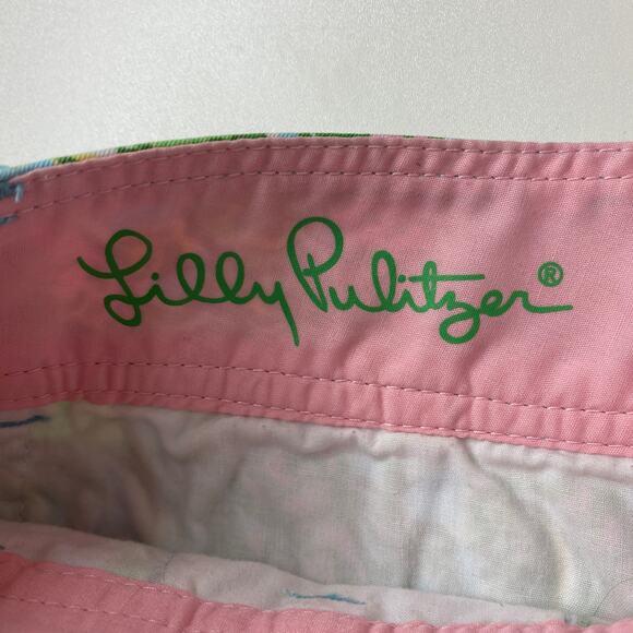 Lilly Pulitzer Callahan Shorts Pink Green Chomp Chomp Print Women 00 Preppy - Picture 2 of 8